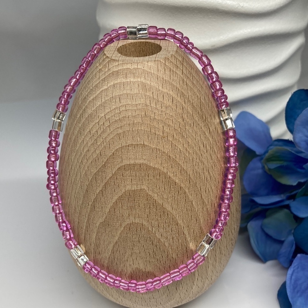 Pink Stretch Beaded Anklet